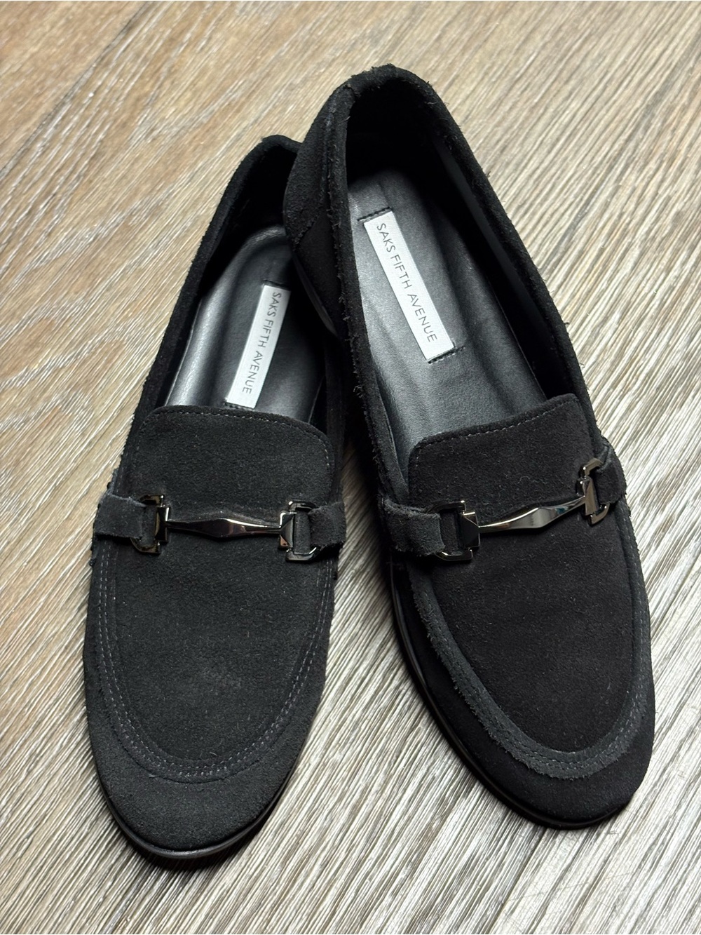 Saks Fifth Avenue Black Suede Bit-Detail Men’s Loafers